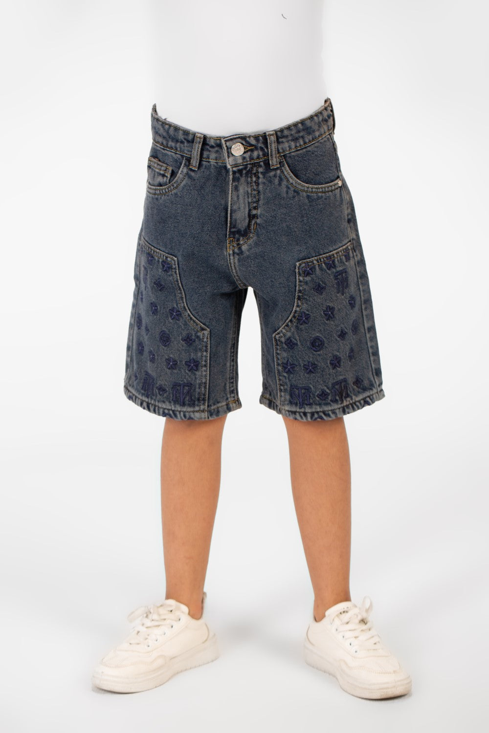 شورت جينز صيفي للأولاد بطبعة عصرية وجيوب