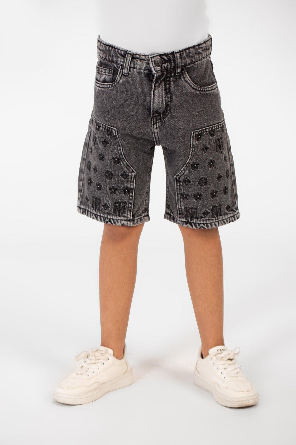 شورت جينز صيفي للأولاد بطبعة عصرية وجيوب