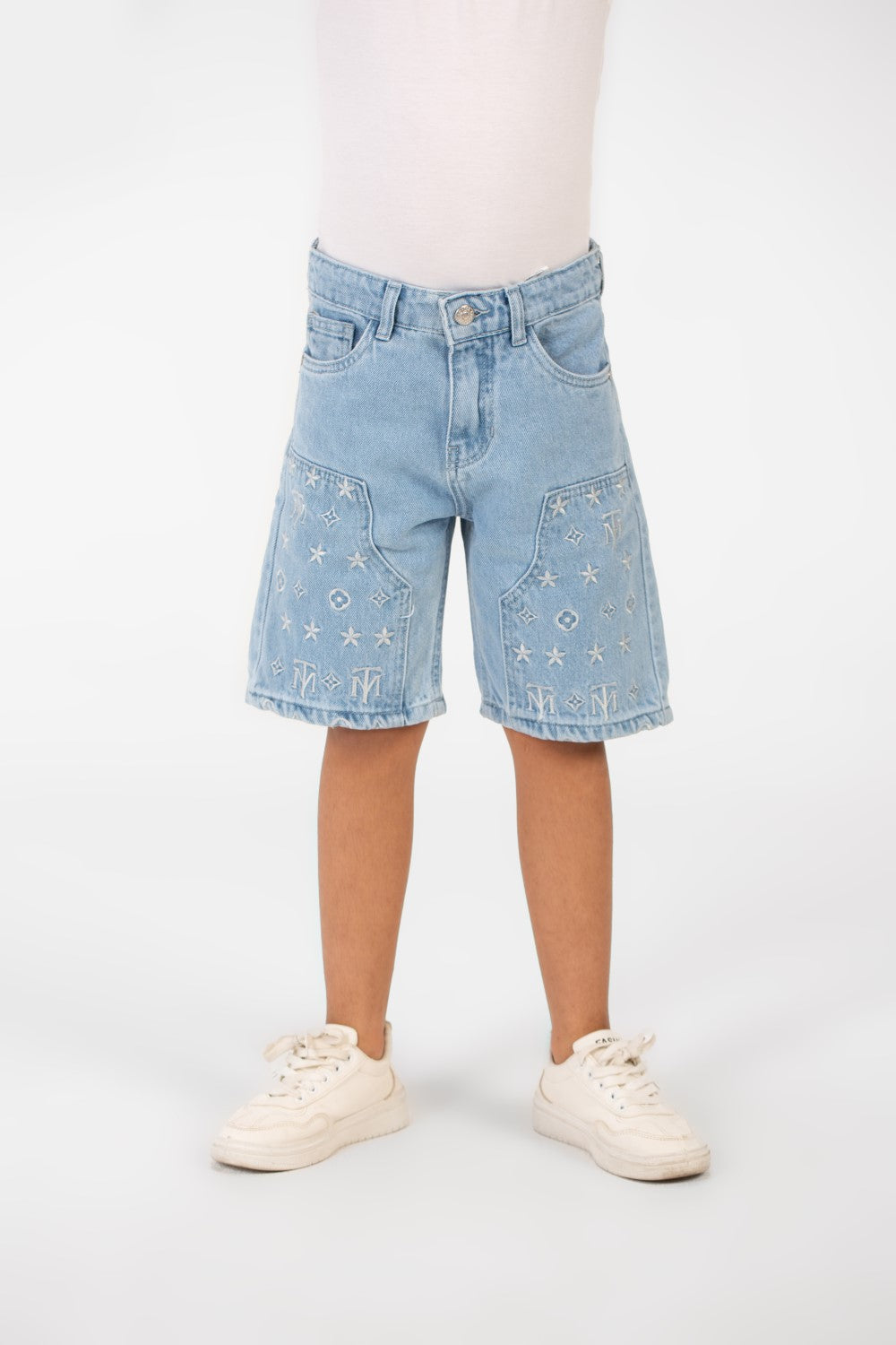 شورت جينز صيفي للأولاد بطبعة عصرية وجيوب