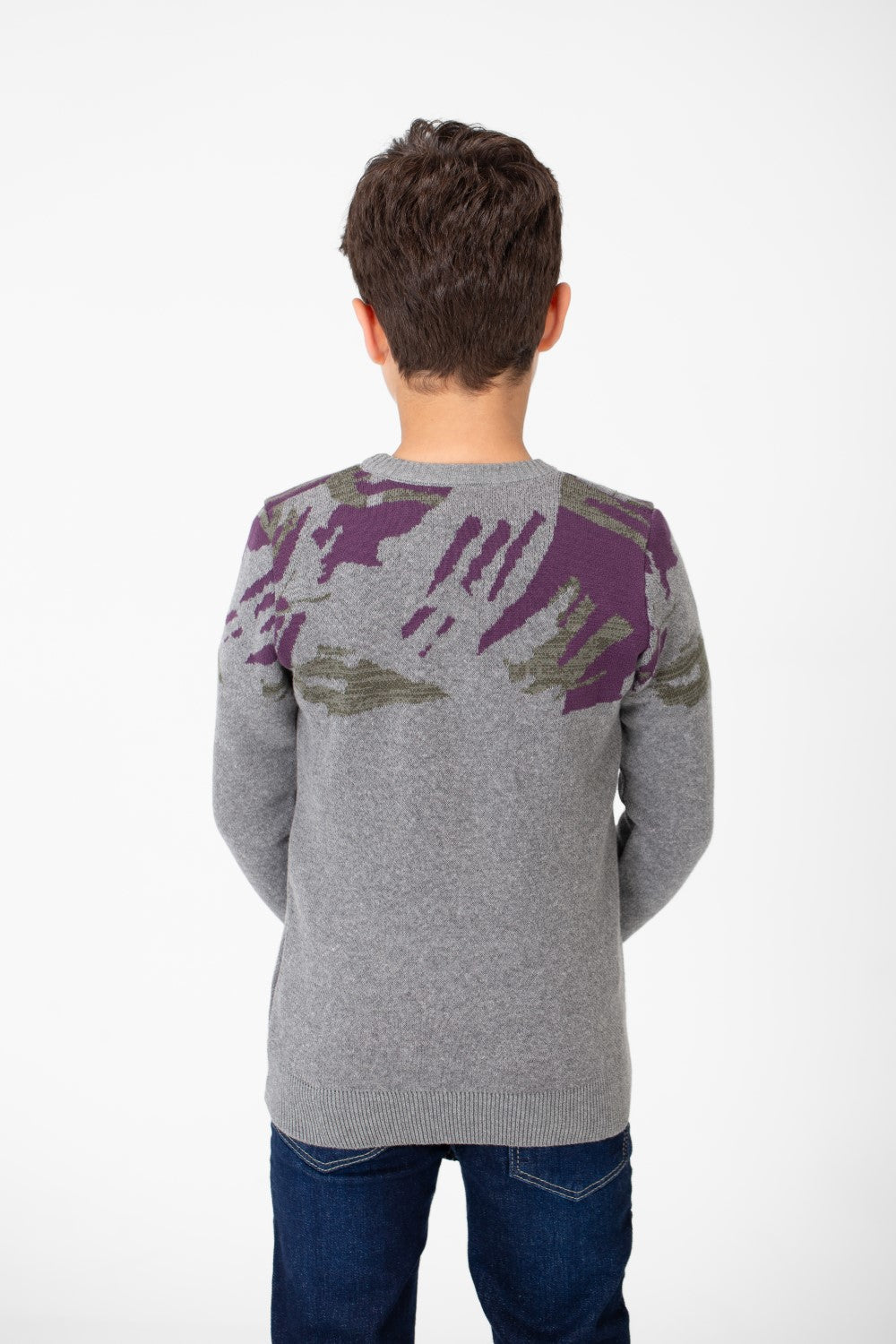 بلوفر جاكار بأكمام طويلة ورقبة دائرية للأولاد