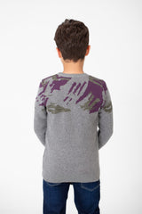 بلوفر جاكار بأكمام طويلة ورقبة دائرية للأولاد