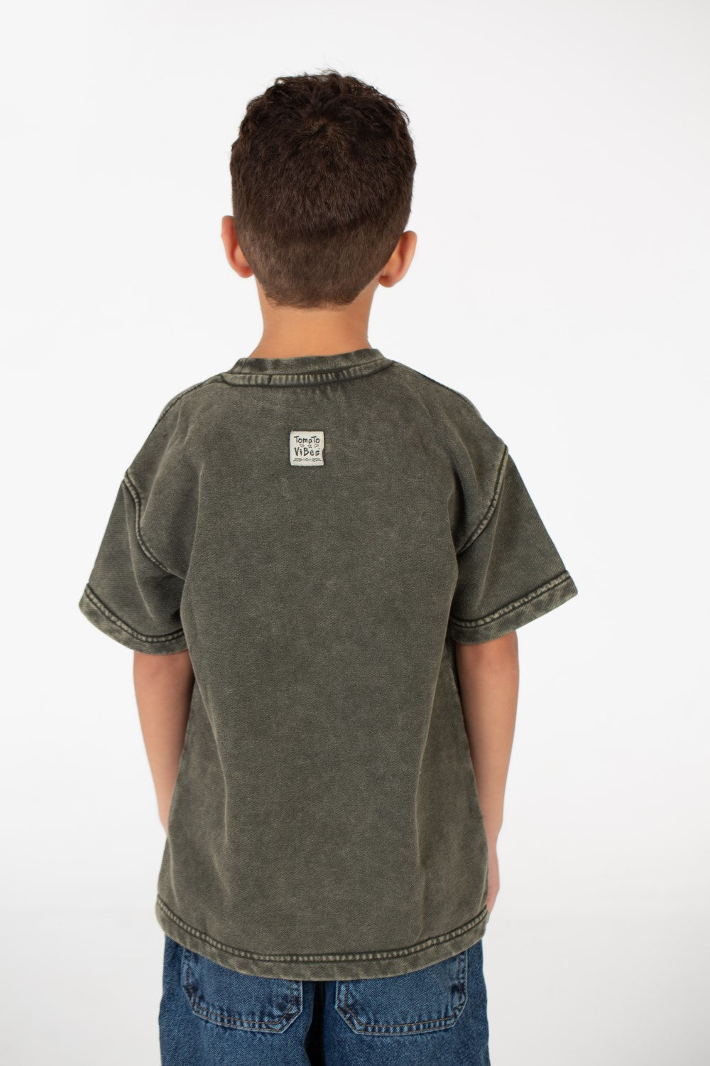 تي شيرت مغسول بأكمام قصيرة للأولاد