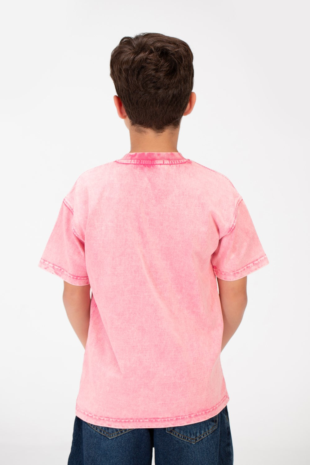 تي شيرت أساسي مغسول برقبة دائرية للأولاد