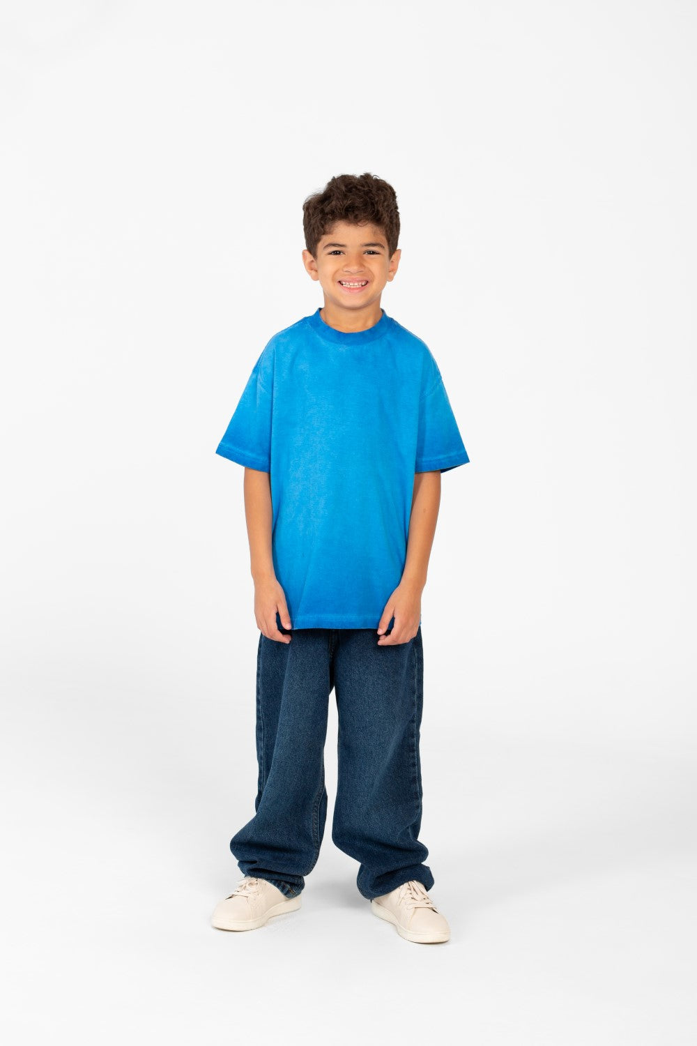 تي شيرت صيفي أساسي كبير الحجم للأولاد بأكمام نصفية