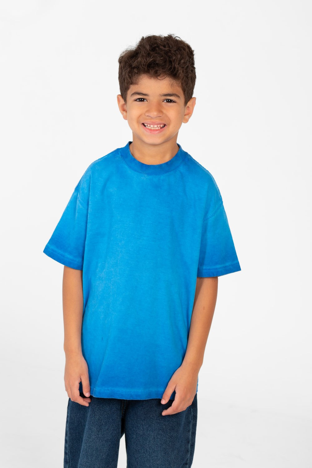 تي شيرت صيفي أساسي كبير الحجم للأولاد بأكمام نصفية