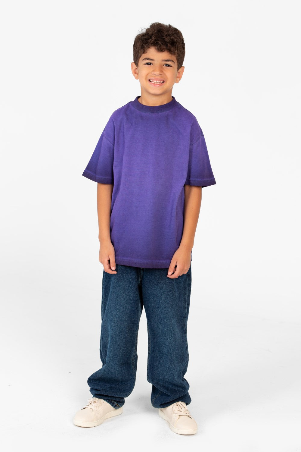 تي شيرت صيفي أساسي كبير الحجم للأولاد بأكمام نصفية