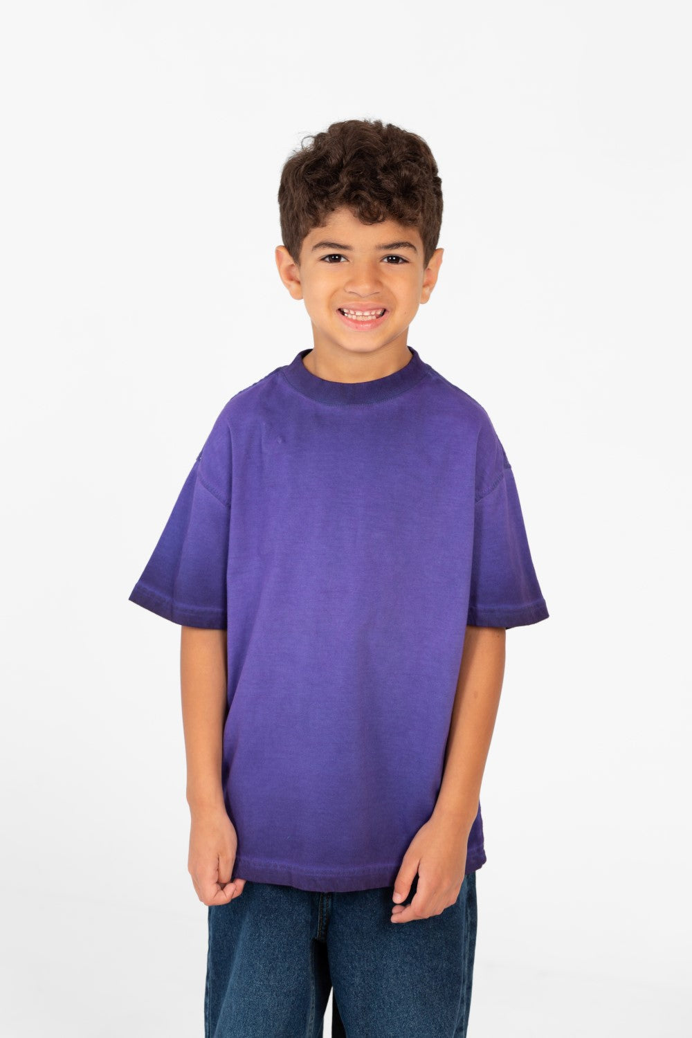 تي شيرت صيفي أساسي كبير الحجم للأولاد بأكمام نصفية