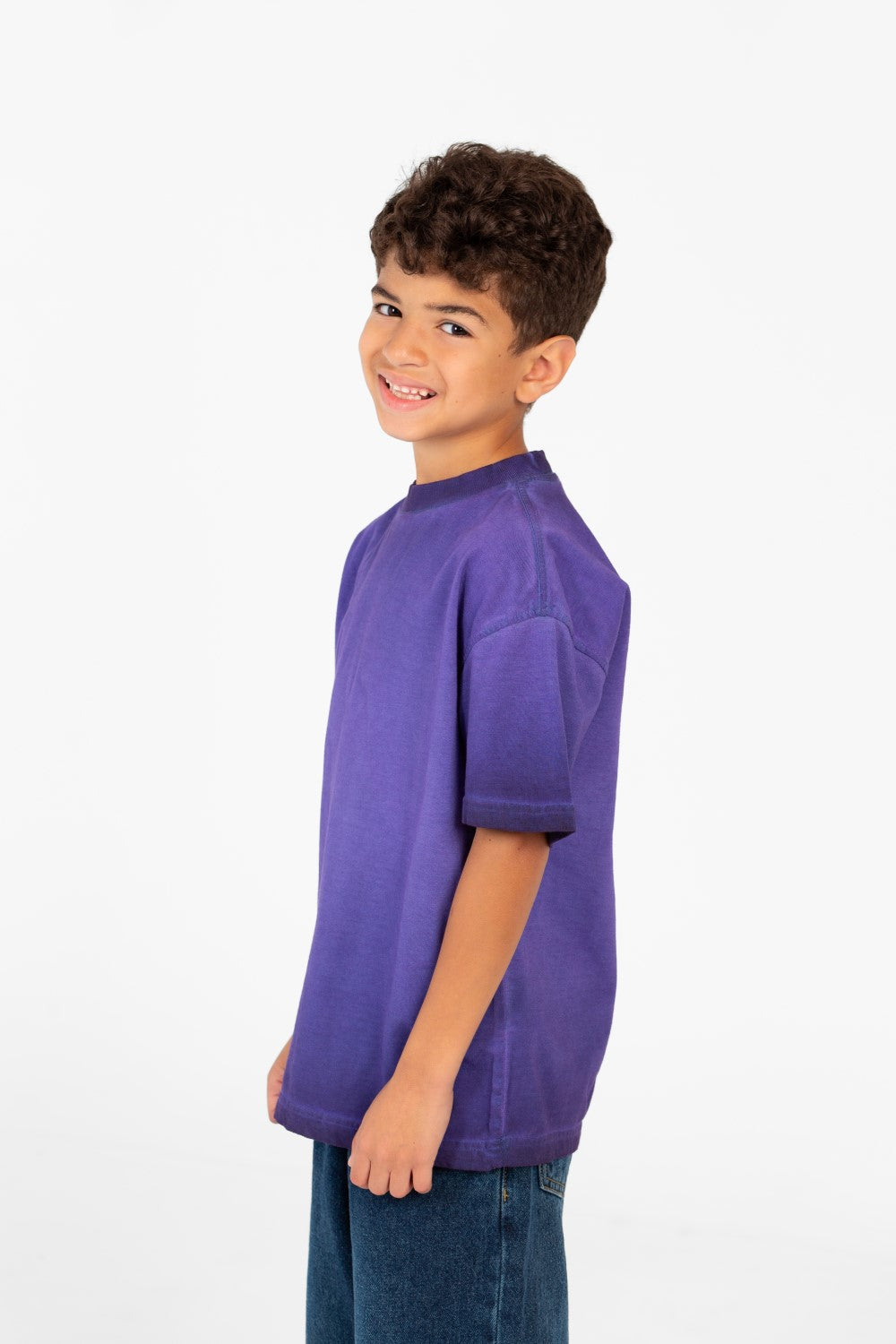 تي شيرت صيفي أساسي كبير الحجم للأولاد بأكمام نصفية