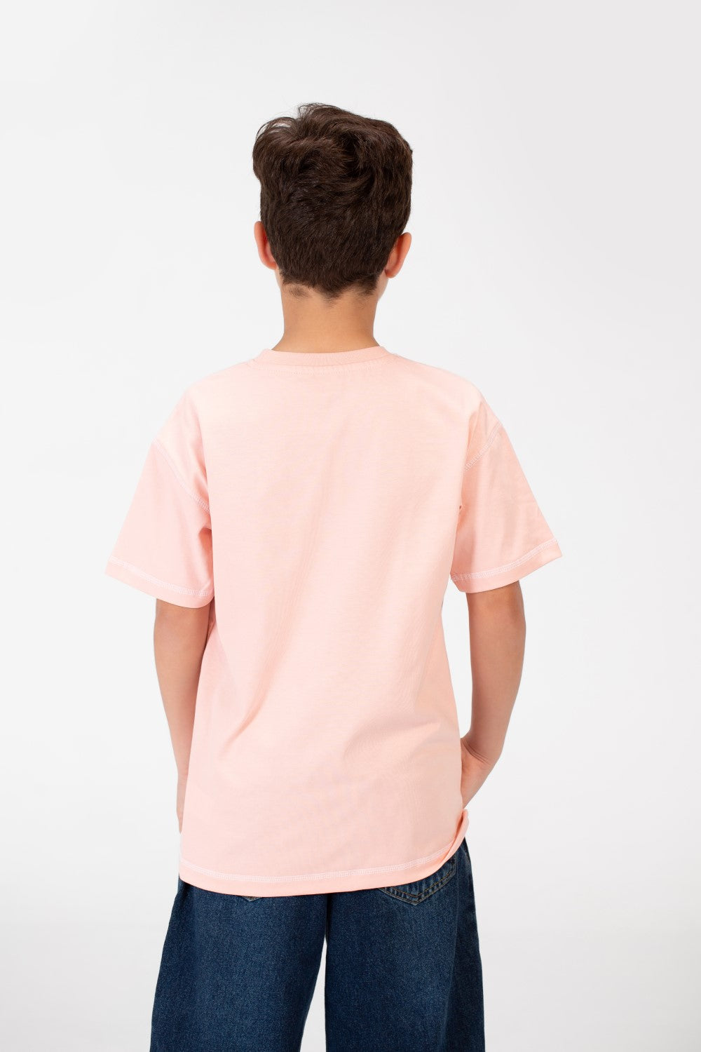 تي شيرت أساسي كبير الحجم للأولاد بأكمام نصفية