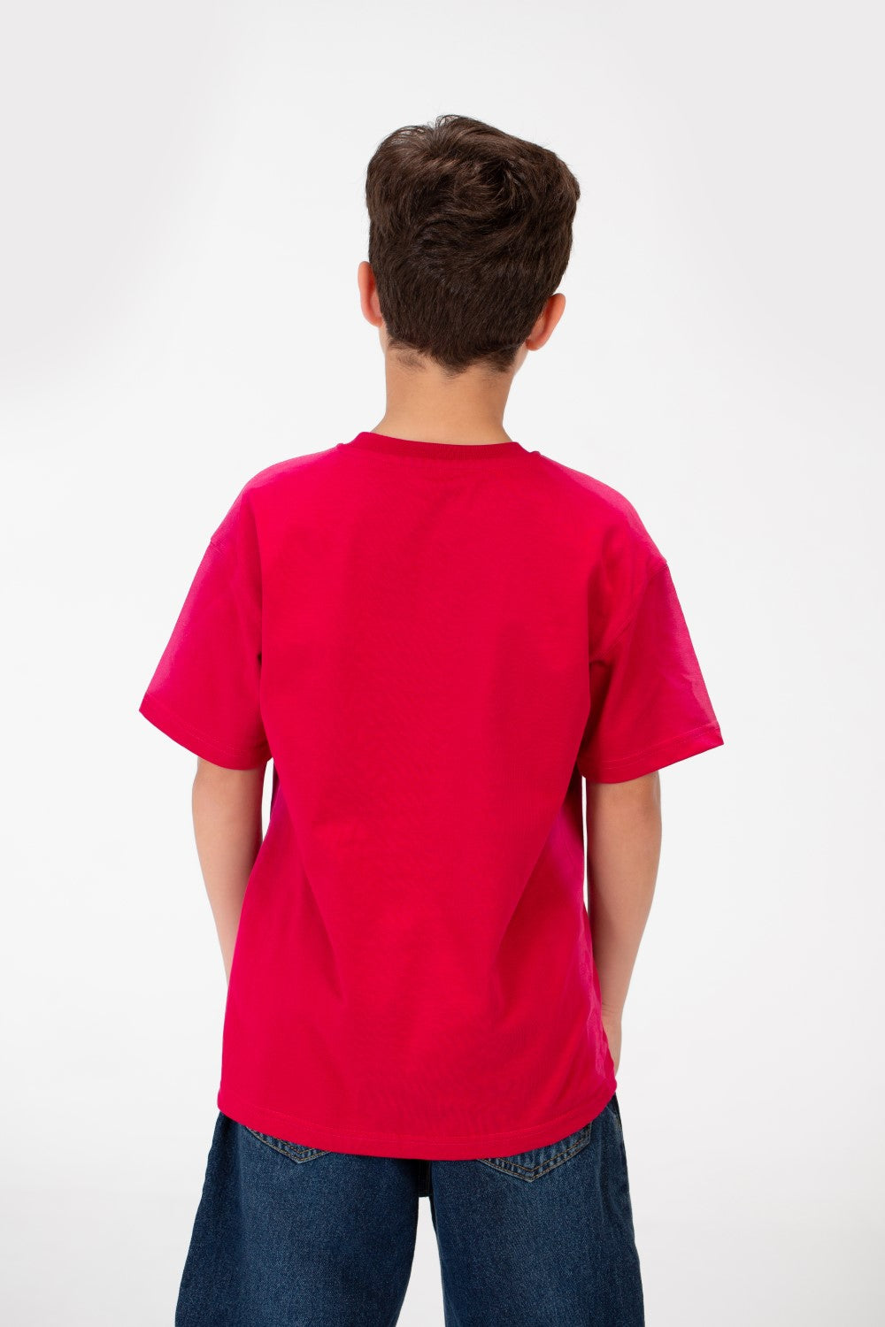 تي شيرت أساسي كبير الحجم للأولاد برقبة دائرية