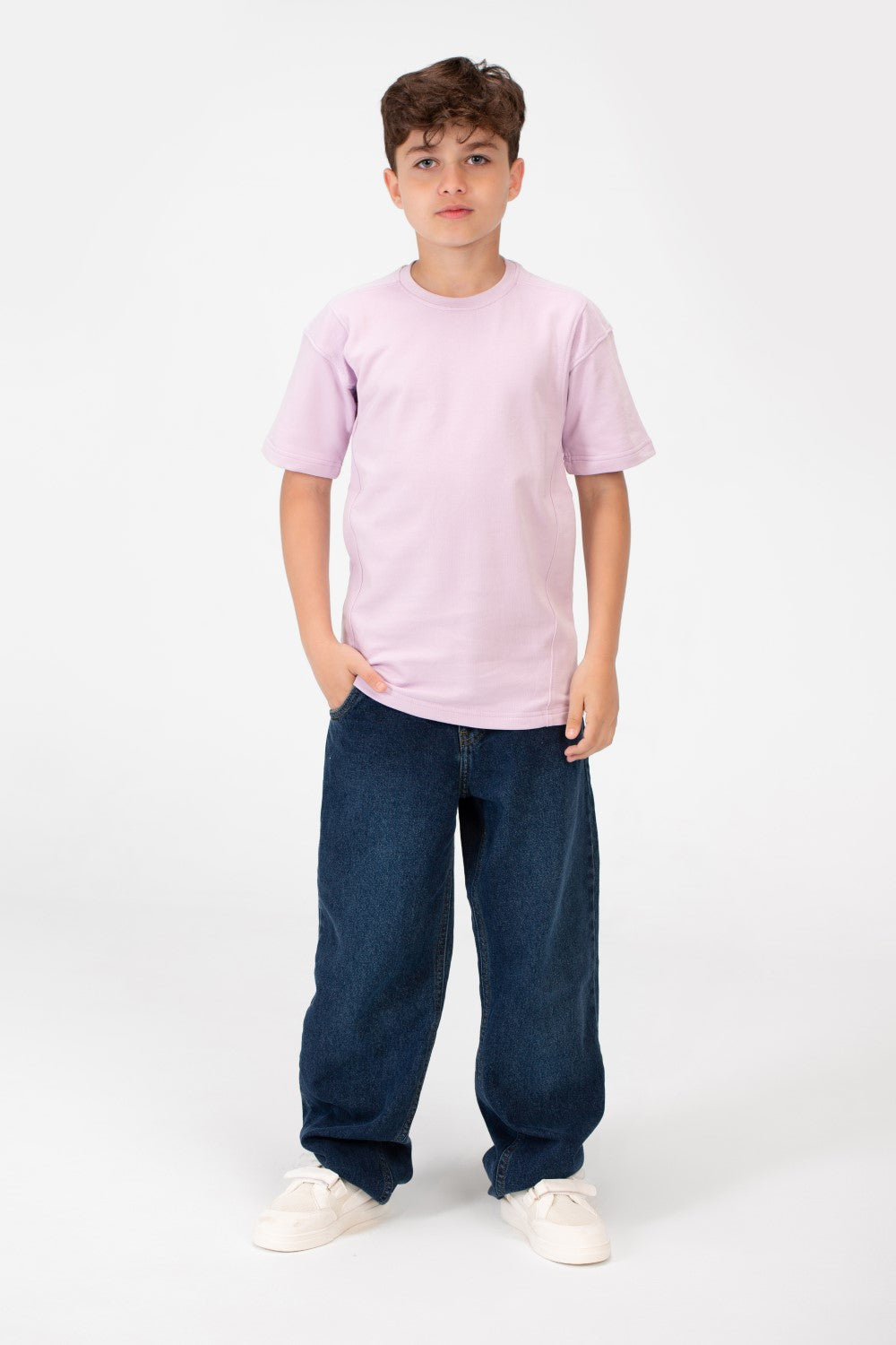 تي شيرت كبير الحجم للأولاد برقبة دائرية