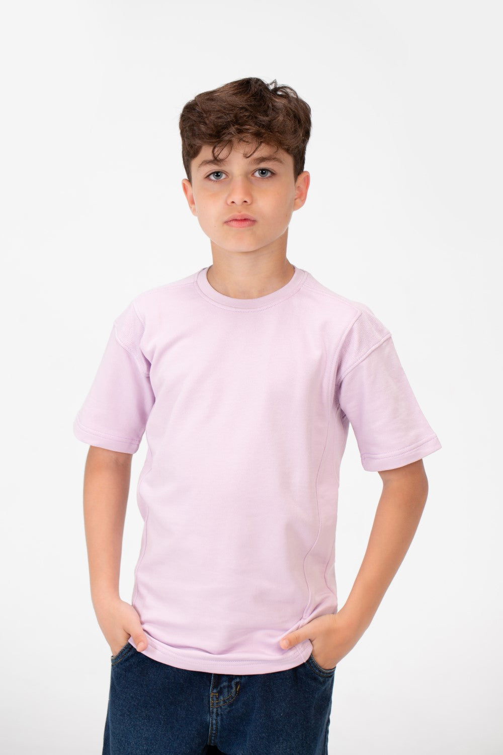 تي شيرت كبير الحجم للأولاد برقبة دائرية