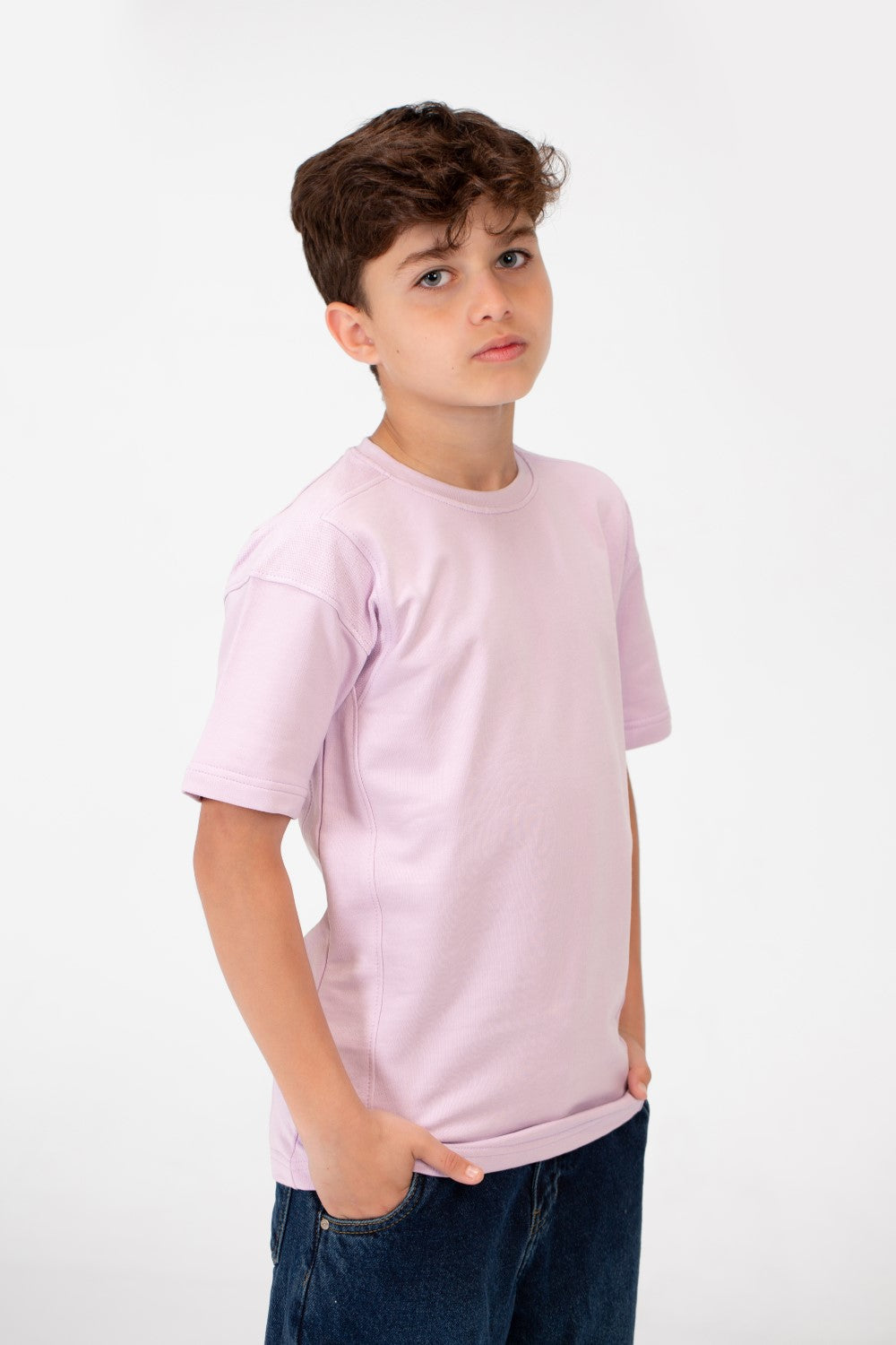 تي شيرت كبير الحجم للأولاد برقبة دائرية