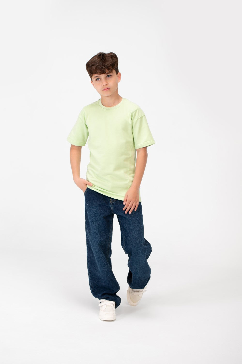 تي شيرت كبير الحجم للأولاد برقبة دائرية