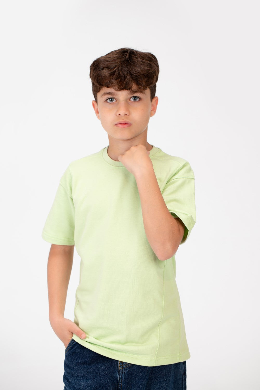 تي شيرت كبير الحجم للأولاد برقبة دائرية