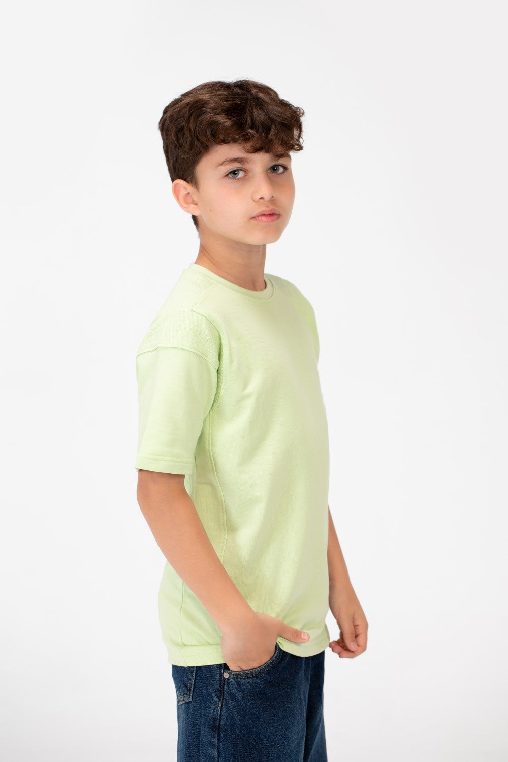تي شيرت كبير الحجم للأولاد برقبة دائرية
