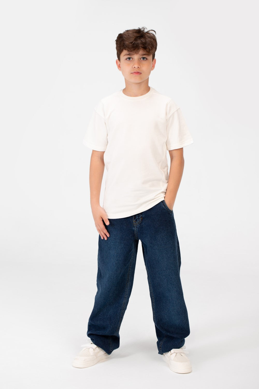 تي شيرت كبير الحجم للأولاد برقبة دائرية