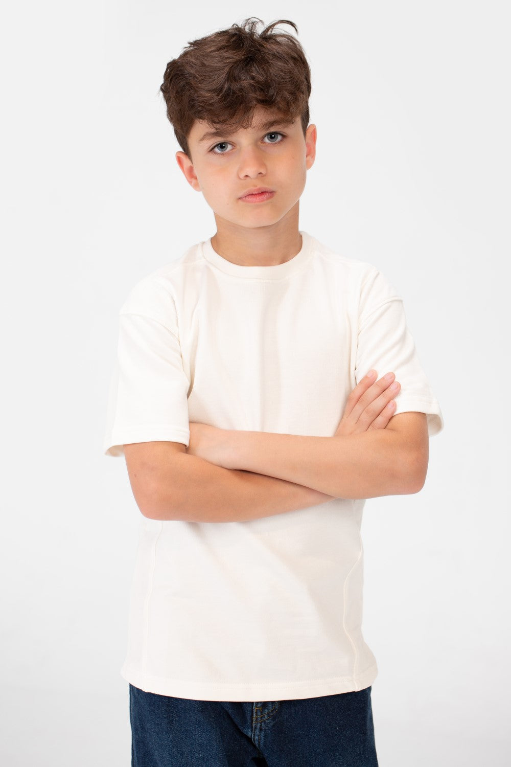 تي شيرت كبير الحجم للأولاد برقبة دائرية