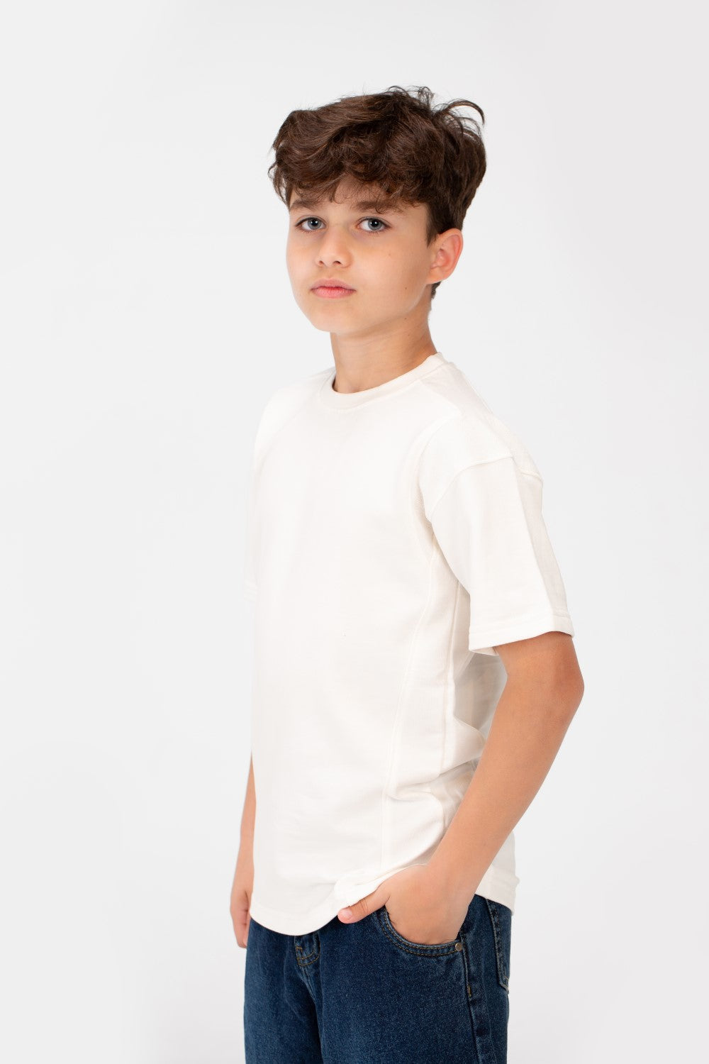 تي شيرت كبير الحجم للأولاد برقبة دائرية