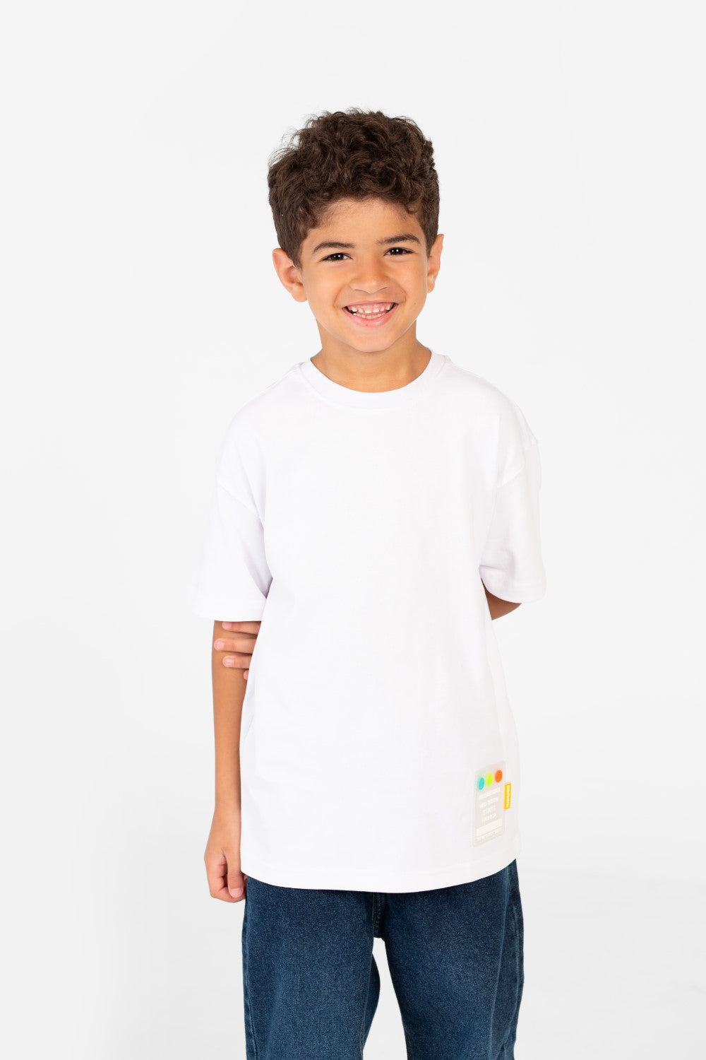 تي شيرت أساسي كبير الحجم للأولاد بأكمام نصفية