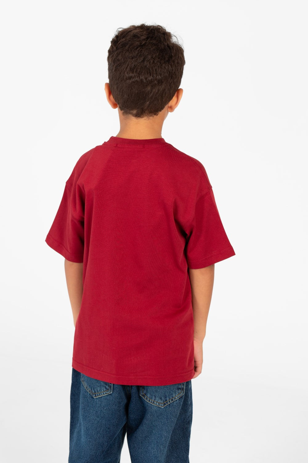 تي شيرت أساسي كبير الحجم للأولاد بأكمام نصفية