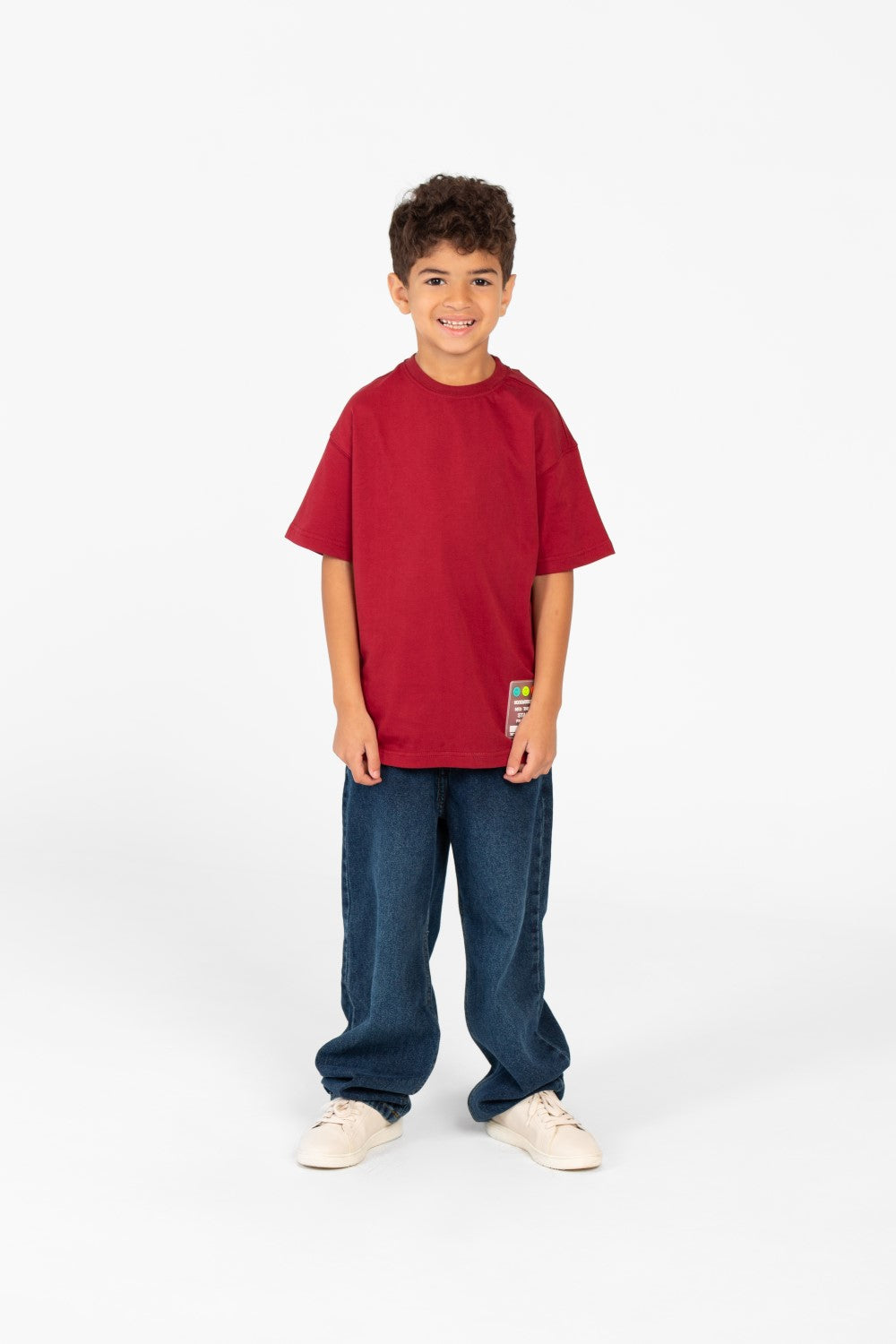 تي شيرت أساسي كبير الحجم للأولاد بأكمام نصفية