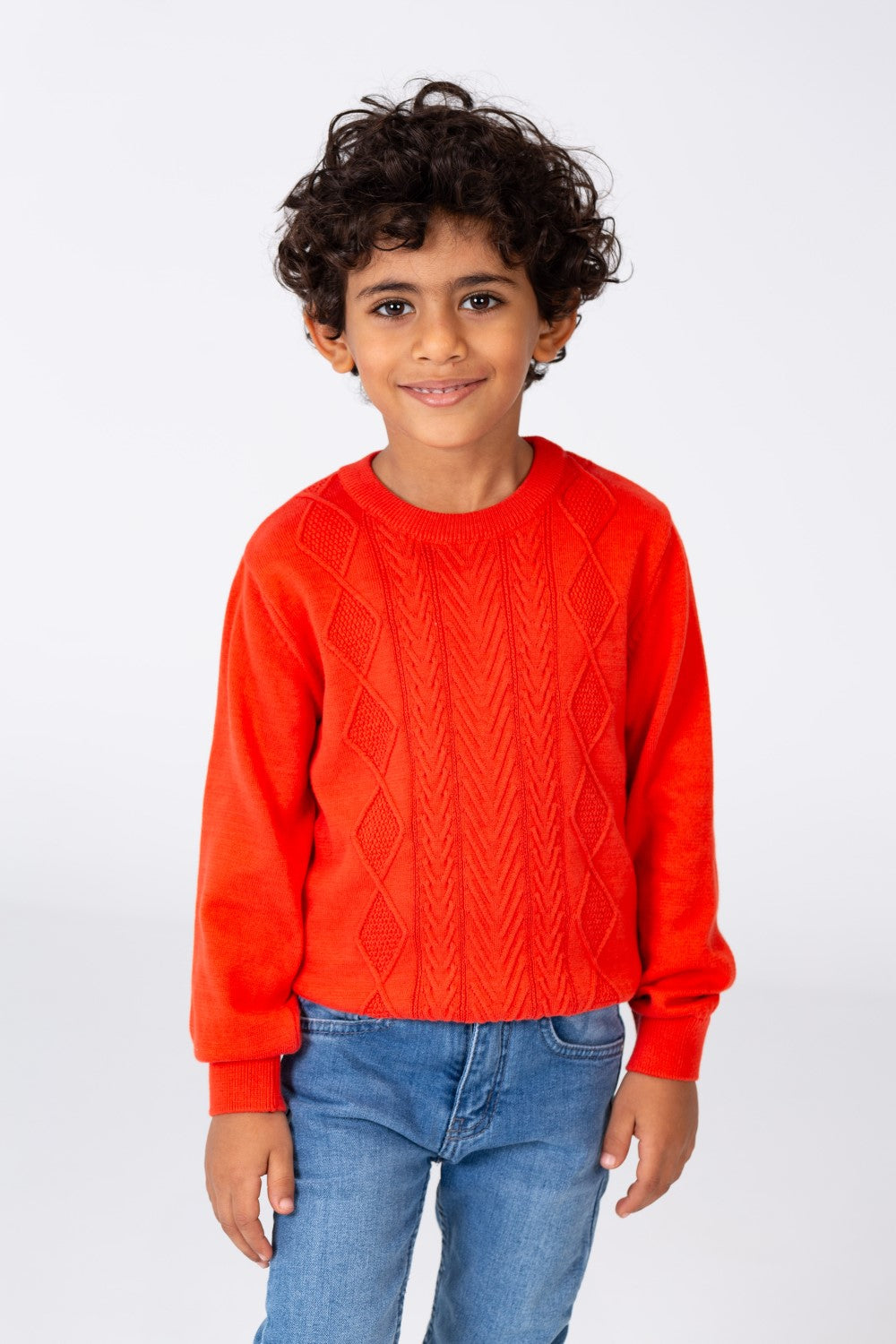 بلوفر للأولاد برقبة دائرية وأكمام طويلة مصنوع من مادة قابلة للتنفس