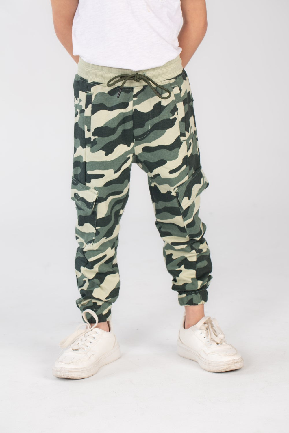 Boy's Slim Fit Army Baggy Sports Soft Melton Camouflage Sweatpants