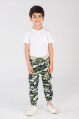 Boy's Slim Fit Army Baggy Sports Soft Melton Camouflage Sweatpants