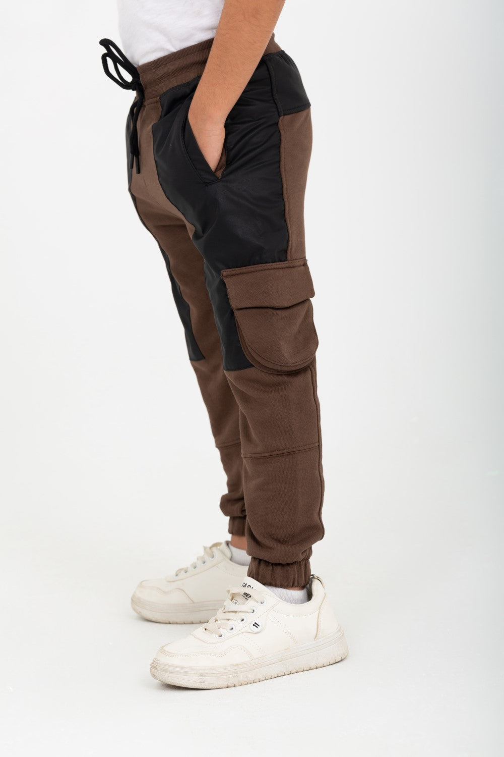 Boy's Elastic Waist Comfortable Leather Sweatpants