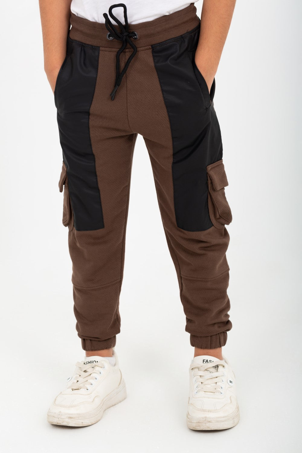 Boy's Elastic Waist Comfortable Leather Sweatpants