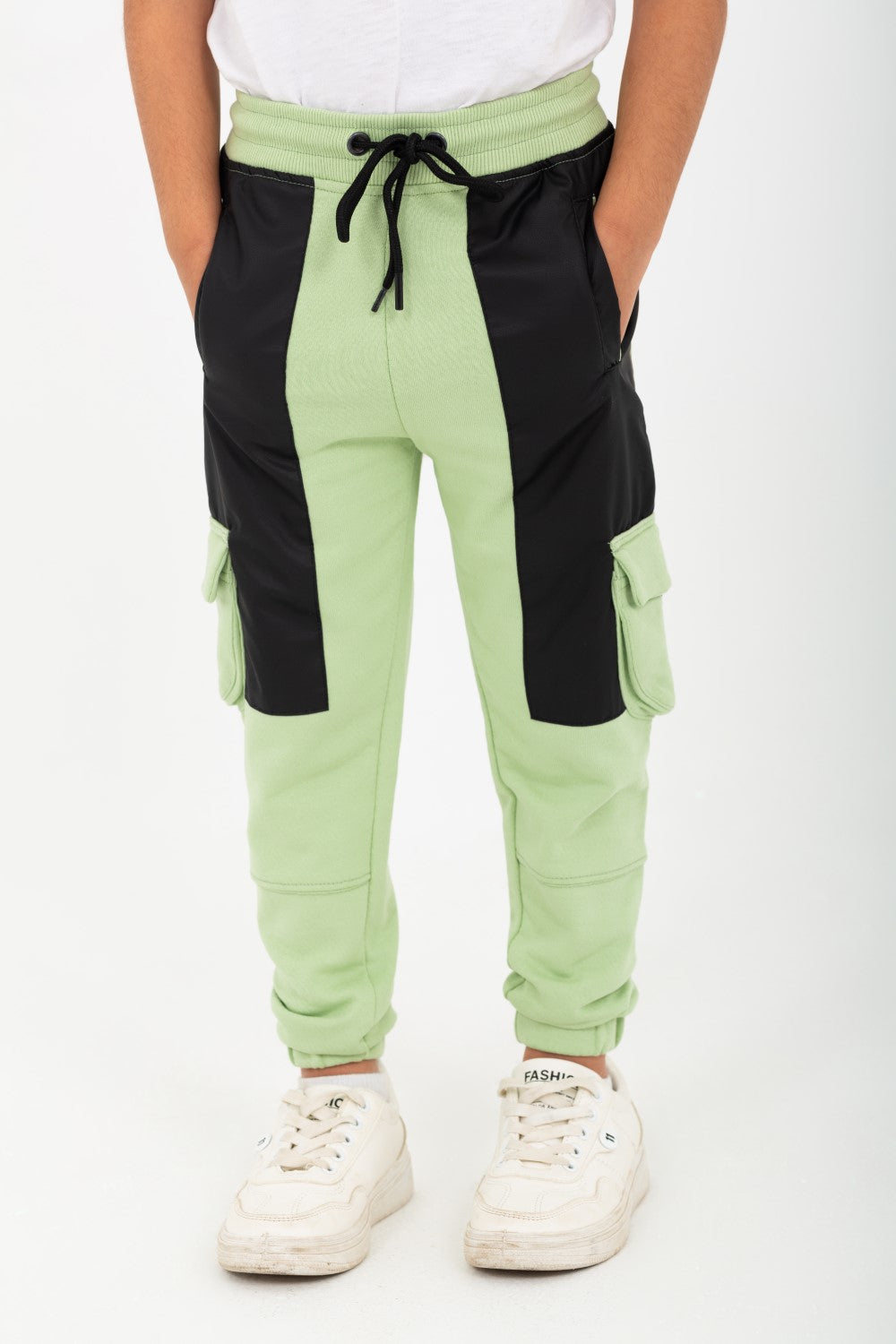 Boy's Elastic Waist Comfortable Leather Sweatpants