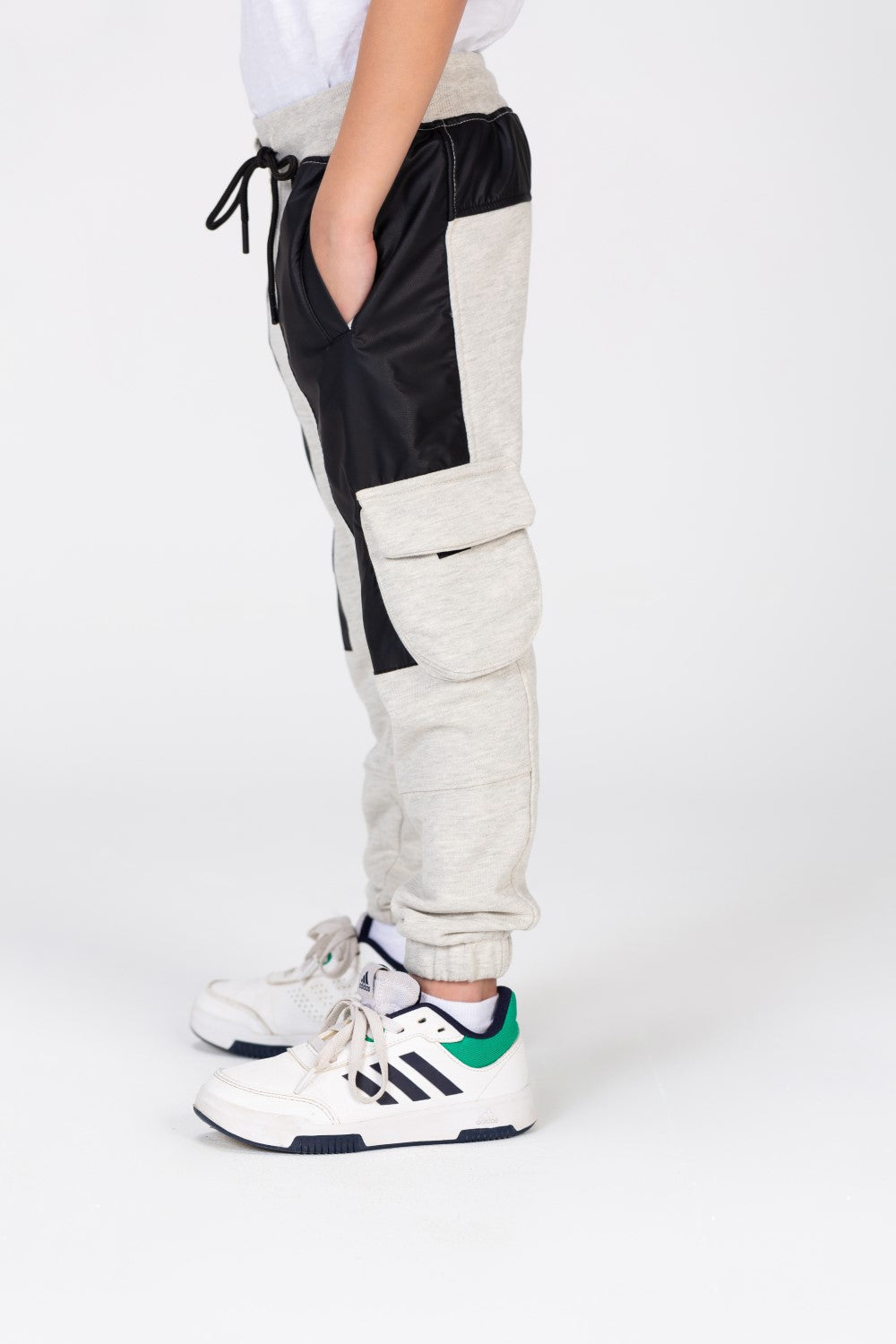 Boy's Elastic Waist Comfortable Leather Sweatpants