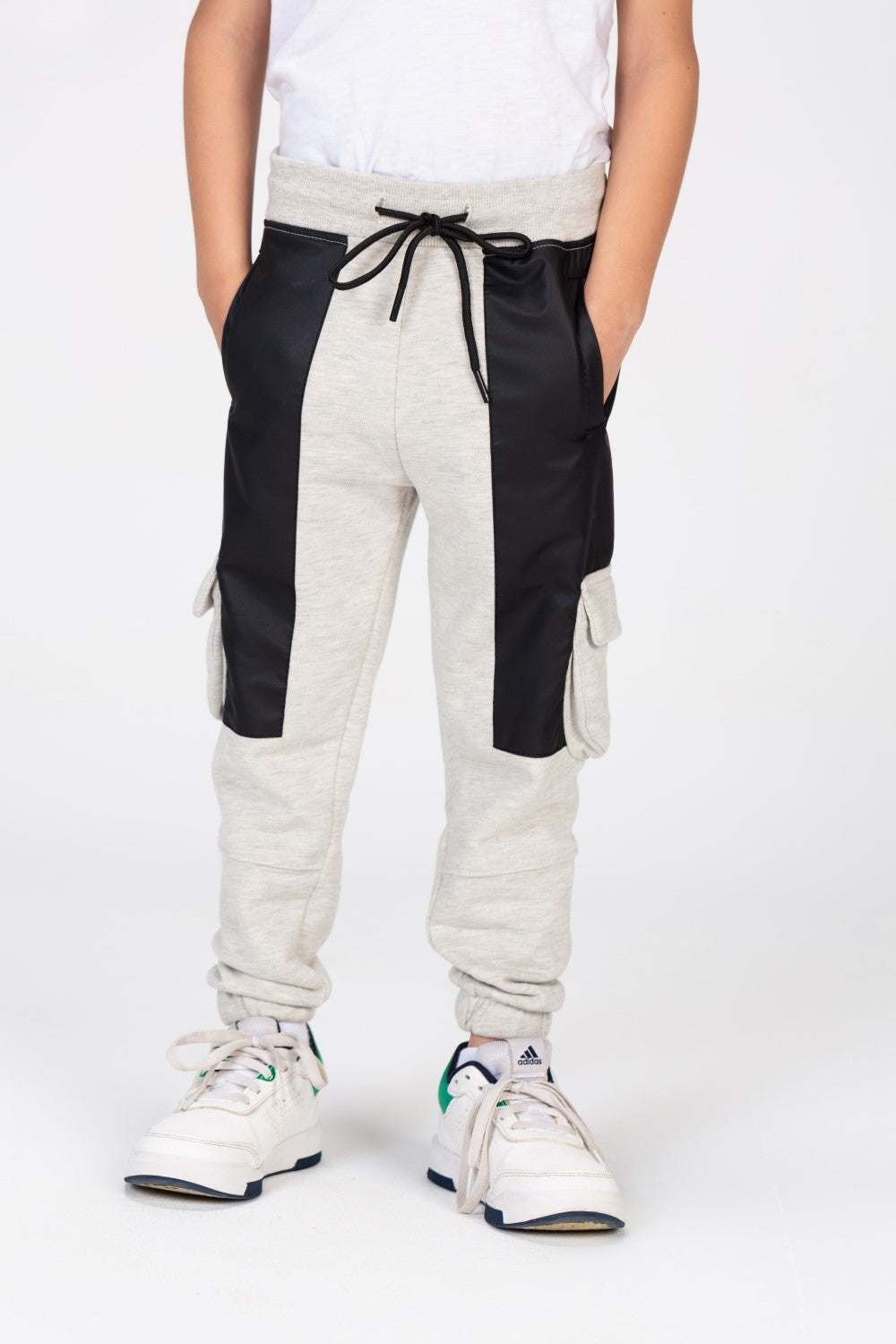 Boy's Elastic Waist Comfortable Leather Sweatpants