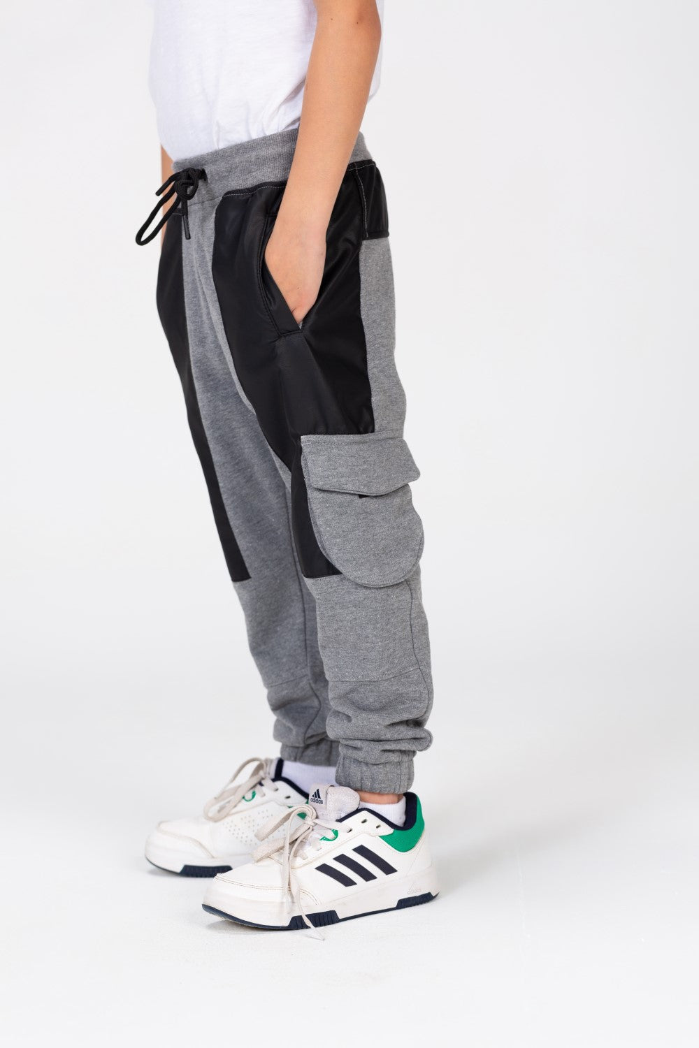 Boy's Elastic Waist Comfortable Leather Sweatpants