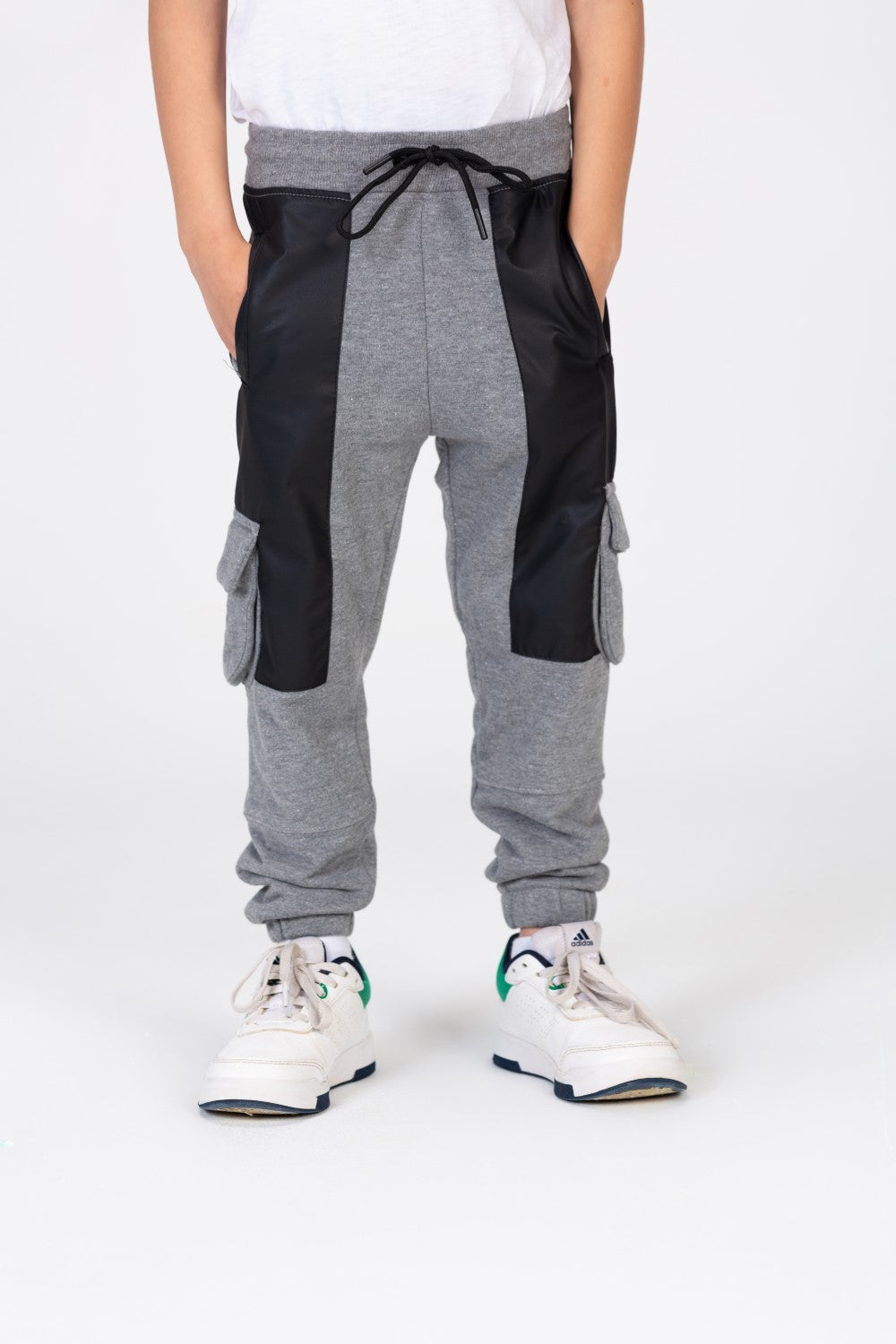 Boy's Elastic Waist Comfortable Leather Sweatpants