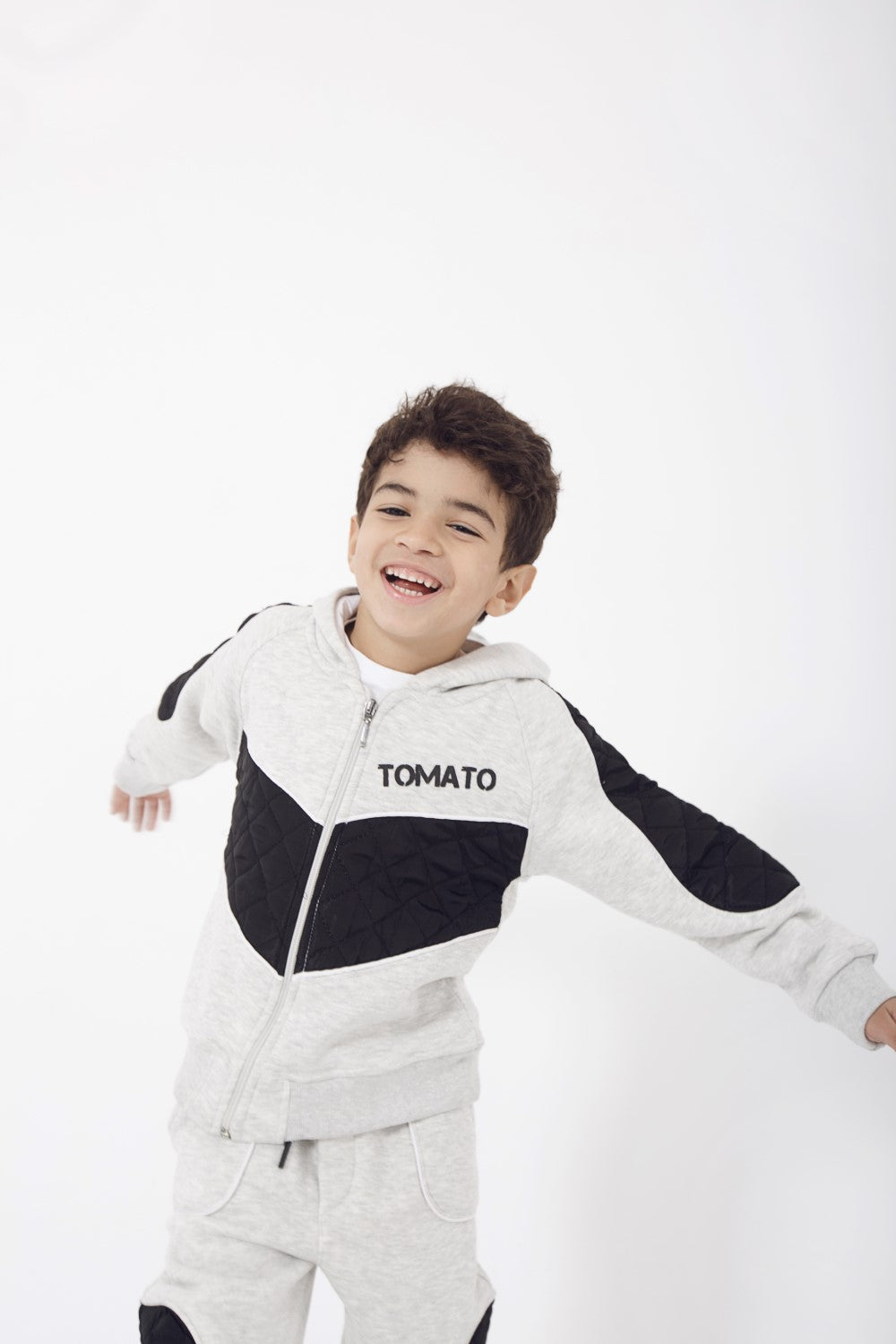 Boy's Padded Front Tomato Printed Made Of Comfort Melton Training Suit