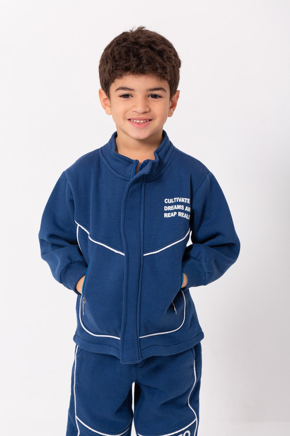 Boy's Padded Front & Back Printed Made Of Melton Training Suit