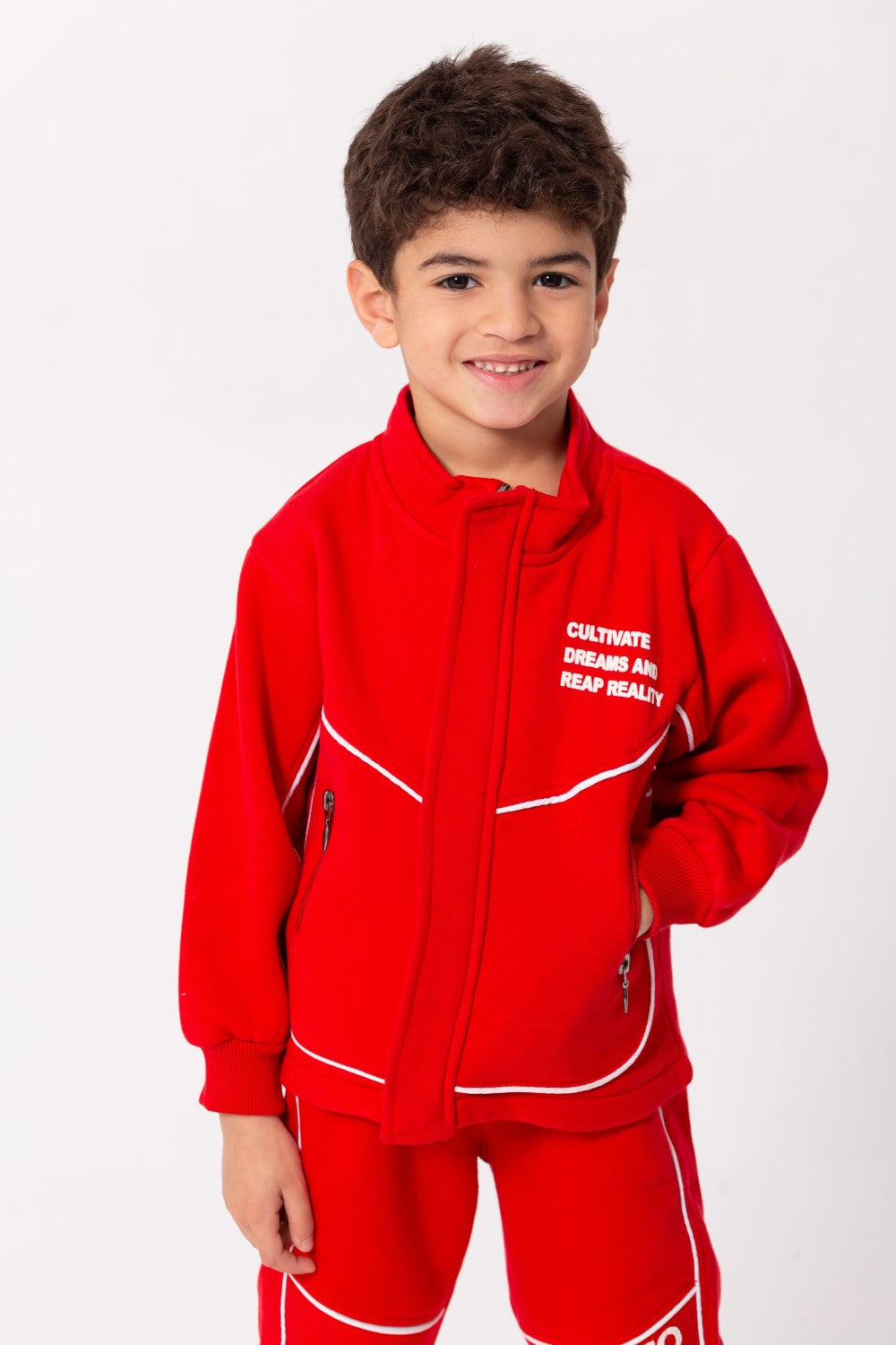 Boy's Padded Front & Back Printed Made Of Melton Training Suit