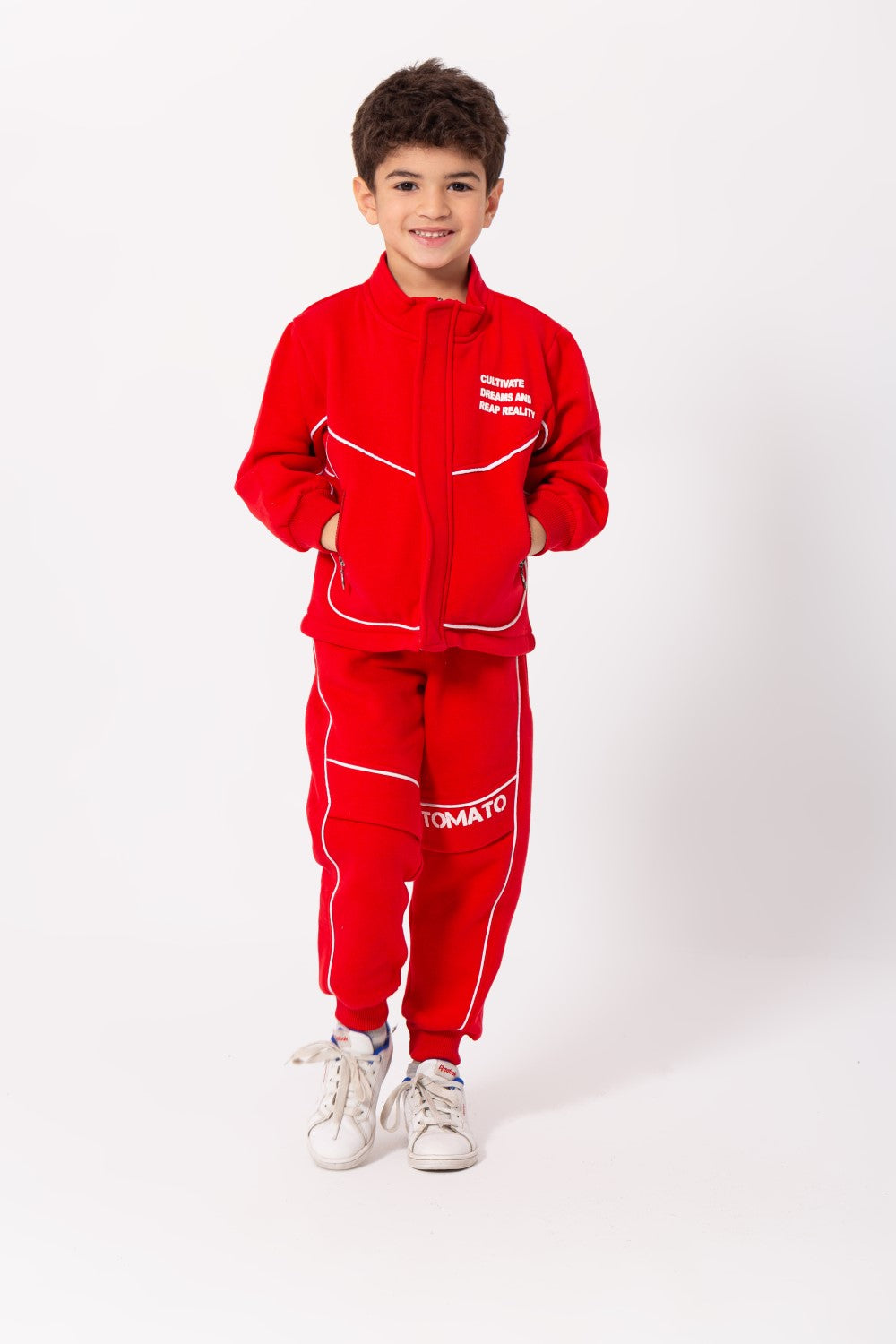 Boy's Padded Front & Back Printed Made Of Melton Training Suit