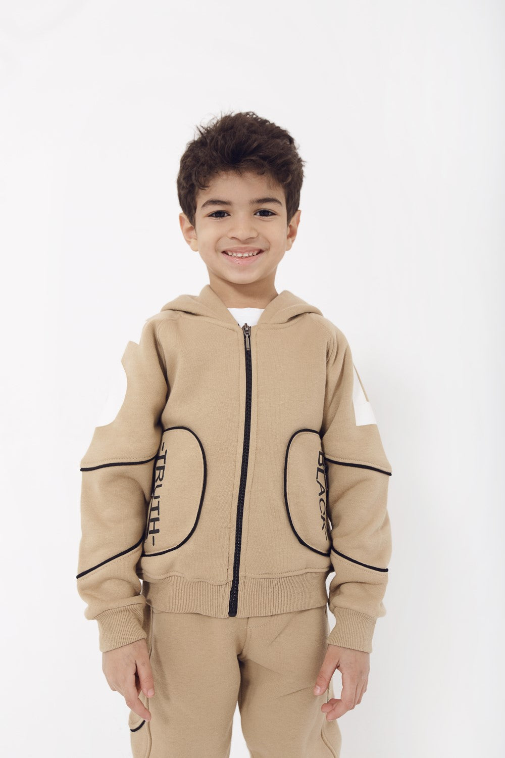 Boy's Padded Front & Back Printed Made Of Soft Melton Side Pockets Training Suit