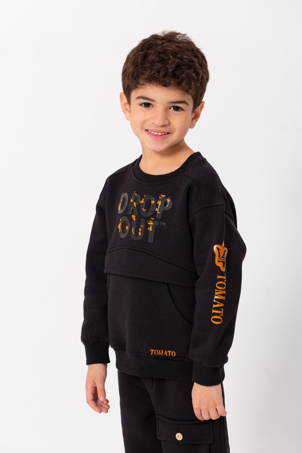 Boy's Padded Front & Sleeves Printed Made Of Comfort Melton Training Suit