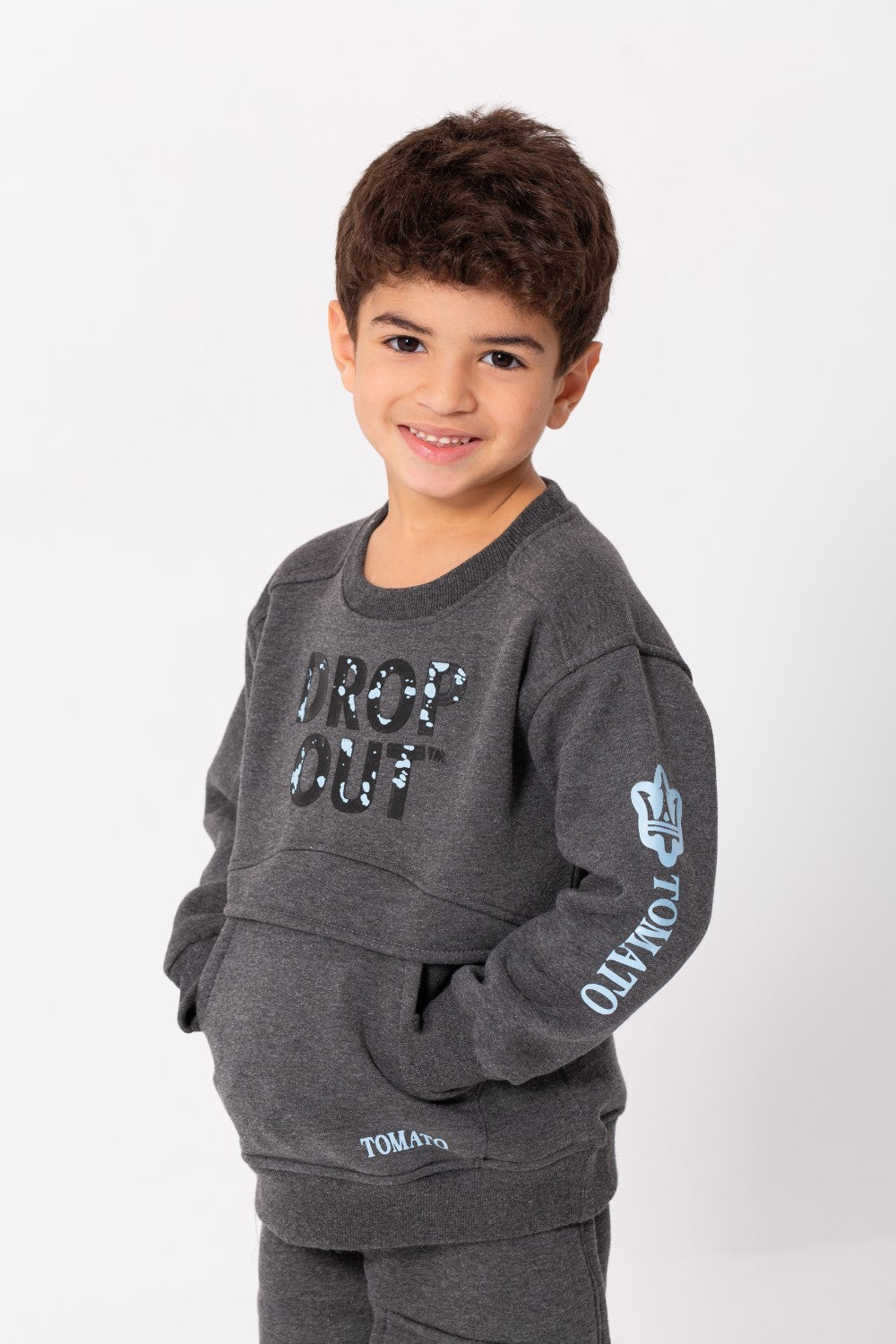 Boy's Padded Front & Sleeves Printed Made Of Comfort Melton Training Suit