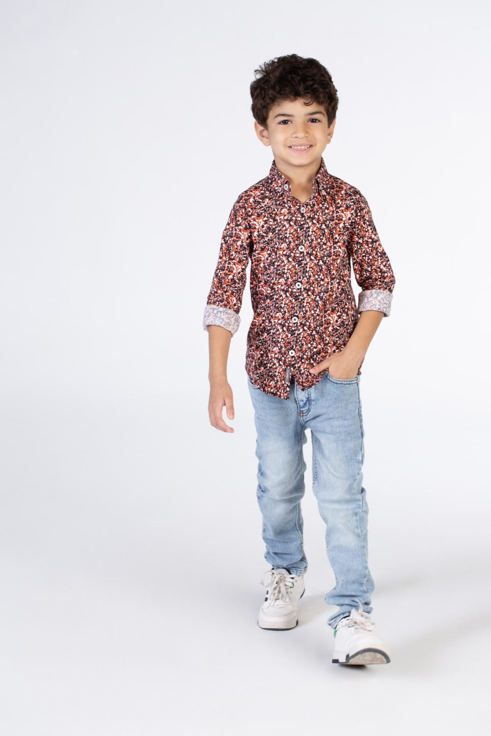 Boys Regular Fit Jakar Shirt With Long Sleeves And Collar