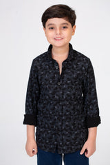 Boys Long-Sleeved jacar Poplin shirt With Full Print