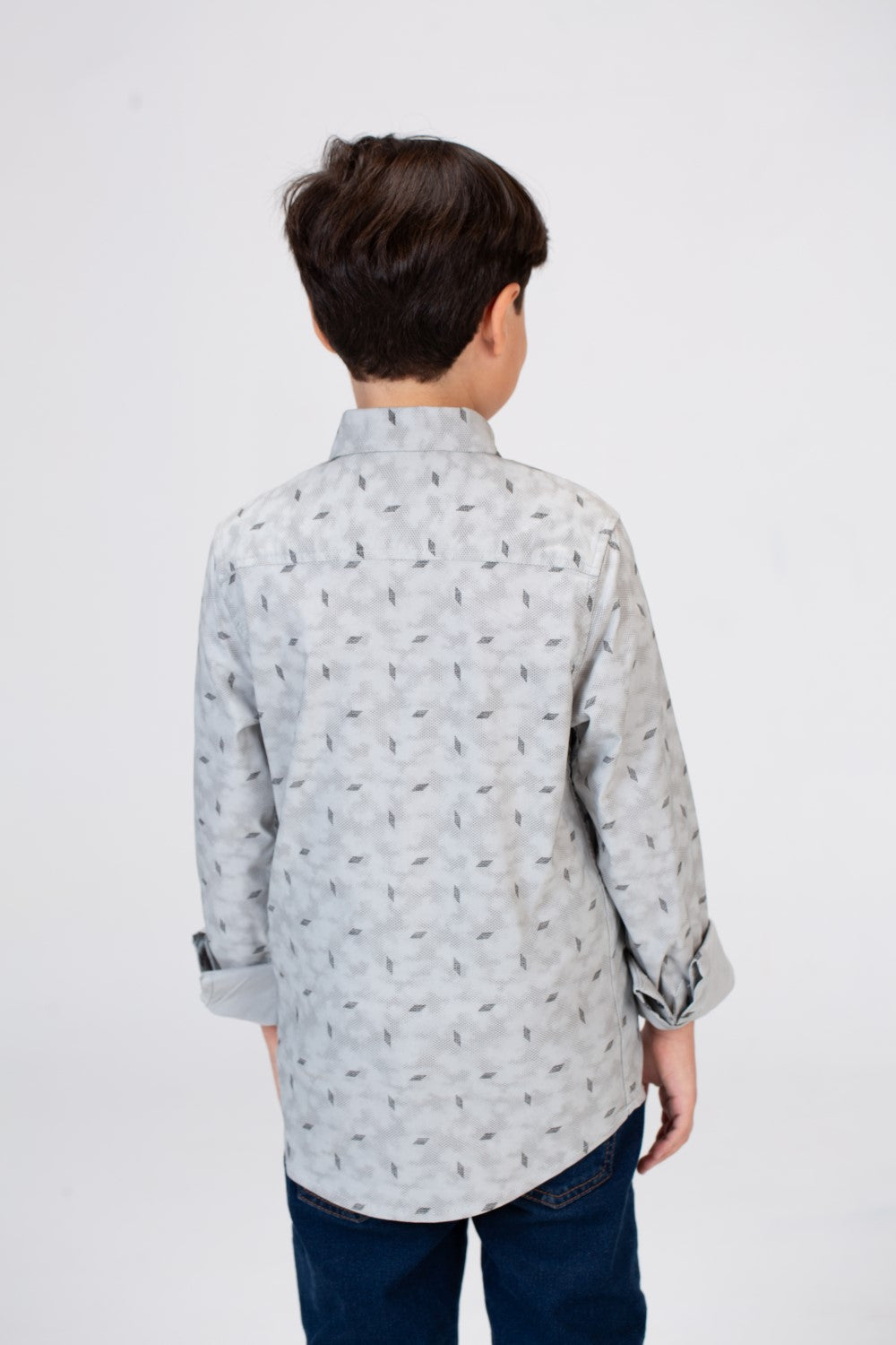 Boys Long-Sleeved jacar Poplin shirt With Full Print