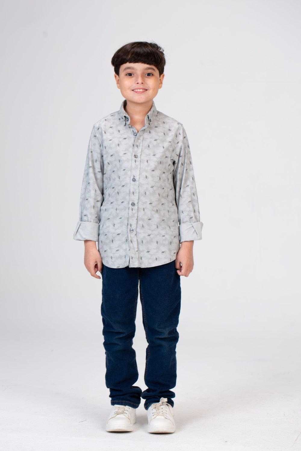 Boys Long-Sleeved jacar Poplin shirt With Full Print