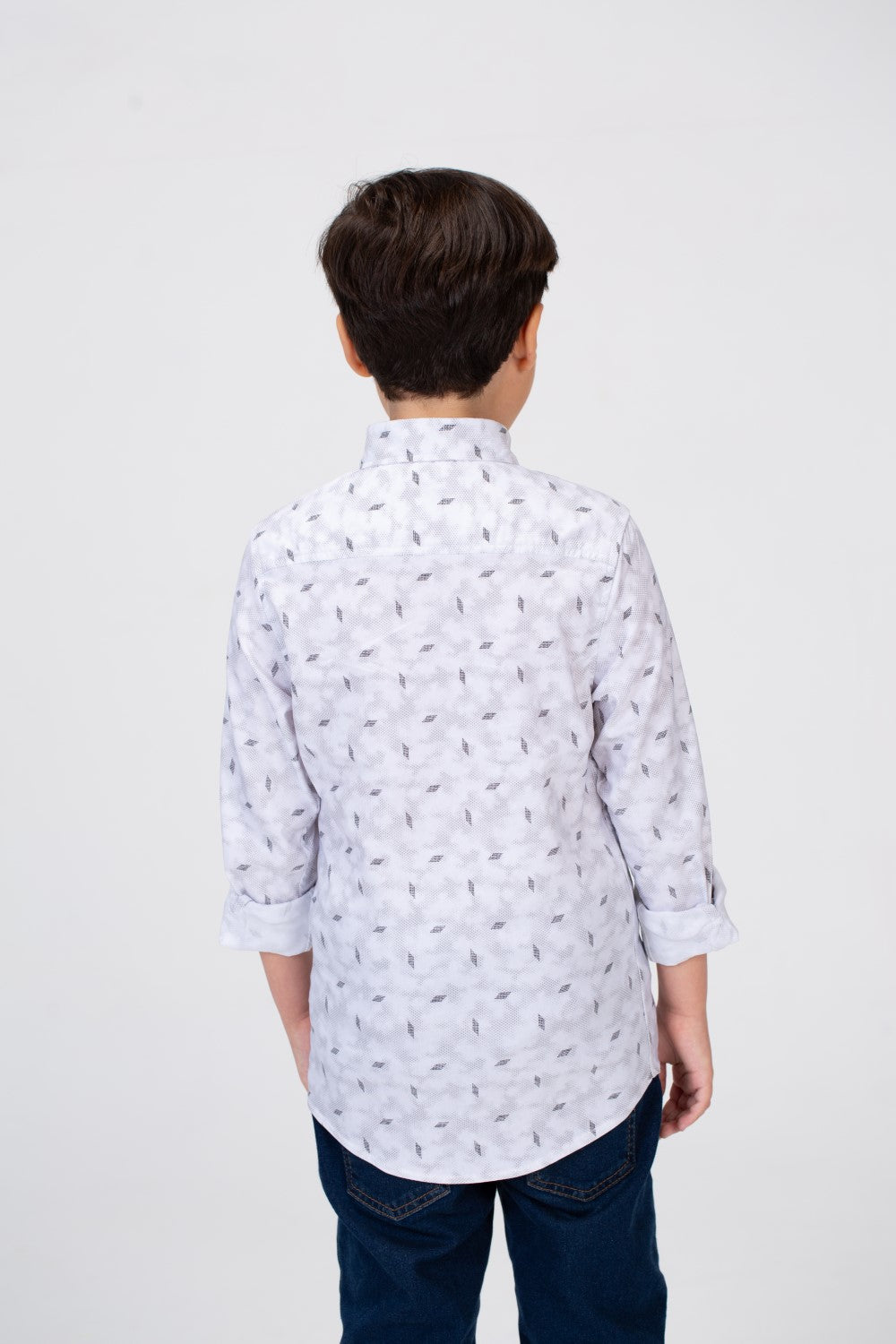 Boys Long-Sleeved jacar Poplin shirt With Full Print