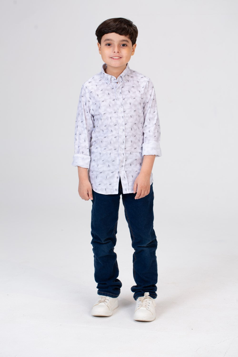 Boys Long-Sleeved jacar Poplin shirt With Full Print
