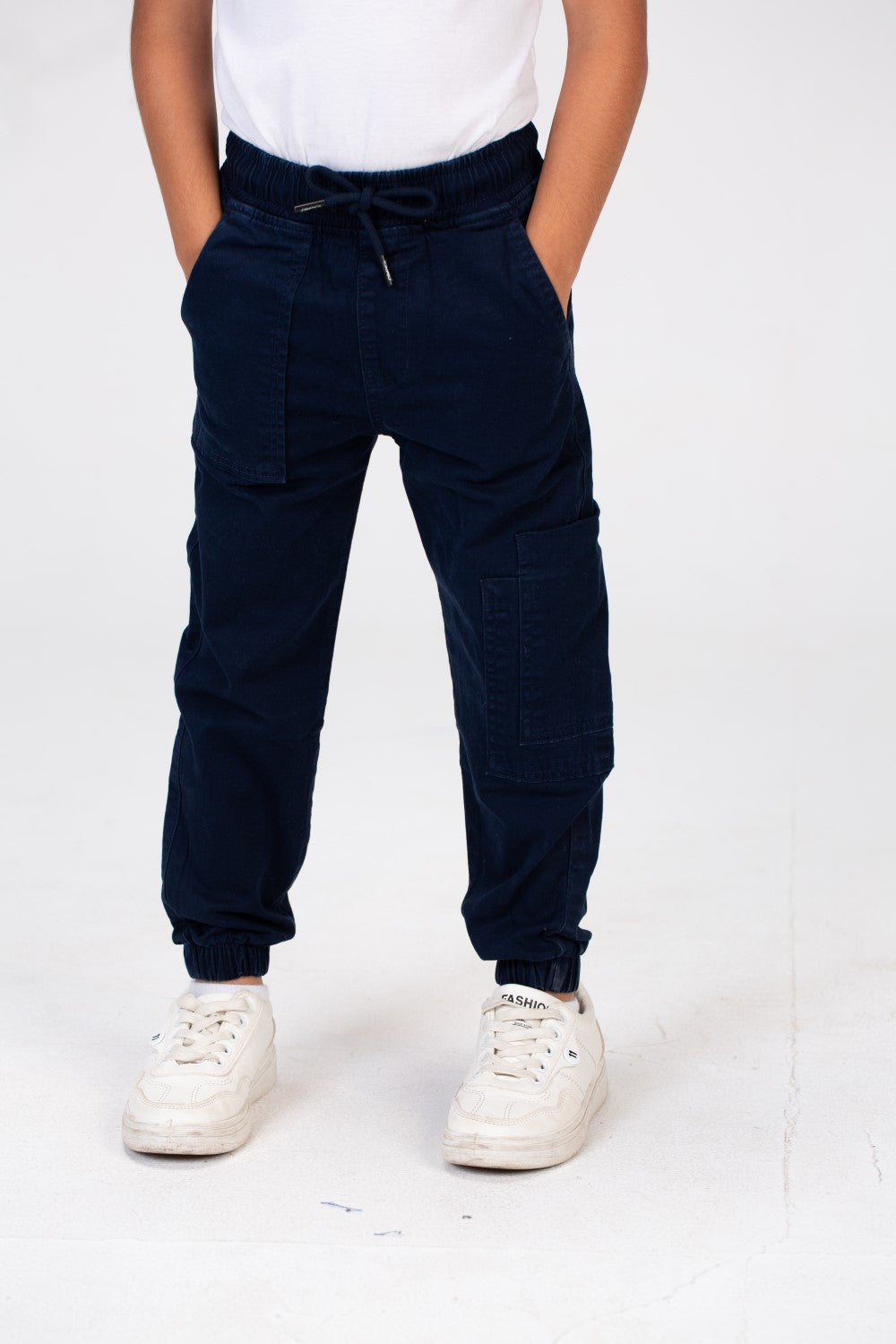 Boys Gabardine Pants With Elastic Waistband And A Distinctive Side Pocket